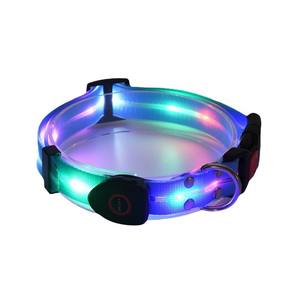 New Modern LED Pet <b>Collar</b> Luminous Nylon PVC Plastic Ribbon <b>Dog</b> Leash with Printed Pattern Light Feature Made Polyester - Product Image 1
