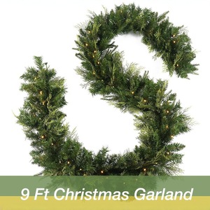 Dây đèn trang trí Giáng sinh màu xanh lá cây giả bằng nhựa, trông như thật, có đèn LED - Product Image 2