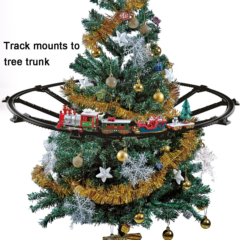 88cm Elektrische Weihnachtsbaum-spielzeugeisenbahn Mit Musik Und Licht Plastik-spielzeugzug Mit Schienen