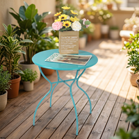 Table basse d'appoint ronde antique en fer, pliable et durable, pour salon, jardin, patio, intérieur et extérieur