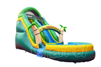 Glissière d'eau gonflable commerciale de château sautant bon marché de toboggans d'eau toboggan d'eau gonflable tropical avec la piscine pour des enfants