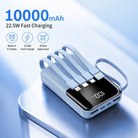Tendance 2026 : Batterie Externe pour Téléphone Portable avec Logo, Haute Qualité, 10000 mAh, Quatre Câbles USB Intégrés, Écran LED, PD22.5W