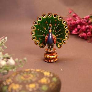 Figura de Pavo Real de Madera Hecha a Mano, Adorno Decorativo de Pavo Real Pintado a Mano para Decoración del Hogar, Adorno de Mesa y Artículo de Regalo - Product Image 2