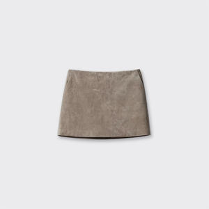 3343-4 New Arrival Fashionable Sheepskin Suede Grey <strong>Wrap</strong> Leather Mini <strong>Skirt</strong> Mature Woman Suede Leather Mini <strong>Skirt</strong> for Women - Product Image 1