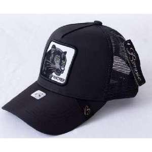 Gorra Trucker con Bordado de Pantera, Tela de Malla, Ajustable, Unisex, Casual, Primavera Verano, Gorra de 6 Paneles - Product Image 1