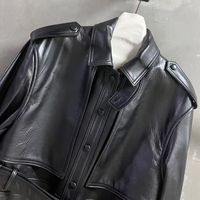 Veste en cuir de mouton véritable à col montant Jxwatcher Fashion Fall, ceinture personnalisée, douce, automne, fermeture éclair, pour femmes, style motard