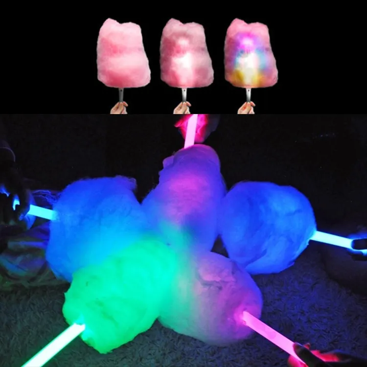 Shenzhen wieder verwendbarer LED-Zuckerwatte-Stick Hochwertiger Leucht stab für Zuckerwatte-Blinklicht Flossy gesponnener Zuckers tab