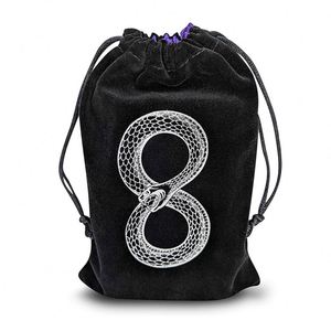 Custom Printed Mythical Serpent Tarot <b>Dice</b> <b>Bag</b> Black Velvet Satin Drawstring Pouch Runes Jewelry Travel Gift <b>Bag</b> - Product Image 1