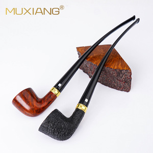Muxiang Wooden Tobacco Pipe Bent Shape 9mm Tenon Joint Handmade Reading Pipe - Product Image 2