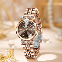 Reloj de Pulsera de Cuarzo para Mujer, con Cristal Mineral, Decoración de Cristal, Calendario, Reloj Femenino, Orologio Donna