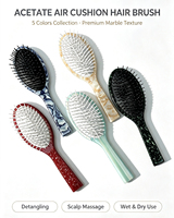 Brosse à cheveux ovale en acétate de cellulose marbré, brosse démêlante à pointes rondes en nylon, peigne de massage du cuir chevelu, logo personnalisé