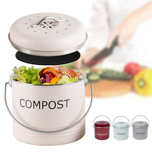 <span class=keywords><strong>Mini</strong></span> <span class=keywords><strong>poubelle</strong></span> de Table 5L sans odeur, bac à composter de cuisine en acier inoxydable avec couvercle filtrant KBR001 - Product Image 1