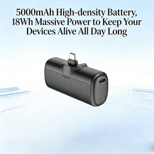 Batterie externe de poche mini 5000mAh 36V 18Wh, entrée/sortie Type C, charge rapide 24A, indicateur, matériau ABS, légère - Product Image 3