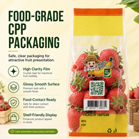 Transparante voedselveilige verpakkingen van plastic voor verse producten, op maat gemaakte logo's, CPP platte fruitzakken met ventilatiegaten