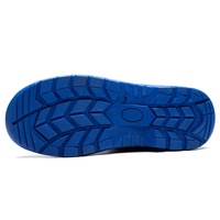 Bottes de sécurité pour chantier Tiger Master pour hommes, embout en acier EU, anti-perforation, doublure en maille bleue, cuir noir, antidérapant