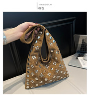 Offre Spéciale moto Punk Style luxe concepteur point rond Rivet sac à bandoulière Hobo PU cuir métal goujon seau sous les bras sac à main