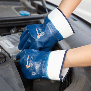 للبيع بالجملة قفازات حماية مقاومة للزيت الكيميائي الثقيلة مطلية بالكامل من النتريل قفازات سلامة الكفة قفازات العمل - Product Image 6