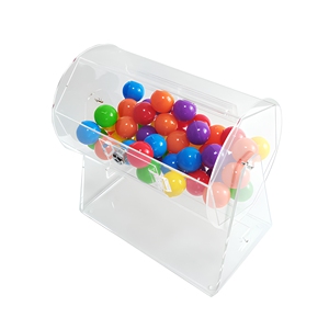 Boîte de tirage au sort transparente en acrylique avec tourne-disque pour billets de tombola et loterie - Product Image 1