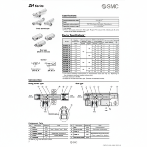 Eyector de vacío SMC Pneumatics, producto de servicio de maquinaria para el ZH10DSA-06-01-08 - Product Image 1