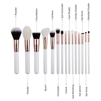 Ensemble de pinceaux de maquillage vegan de luxe 15 pièces, poils synthétiques naturels, manches en bois, emballage écologique - Pinceaux professionnels pour le visage et les yeux