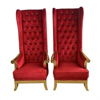 Vente directe usine : Fauteuil Club Queen européen en bois massif, à dossier haut et accoudoirs, pour hall d'hôtel, fauteuil d'appoint
