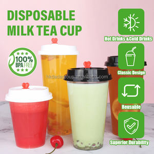 Custom Logo Transparent/Matte 12oz/16oz/24oz Thick Reusable Food Grade PP Boba Milk Tea <b>Cups</b> with <b>Lid</b> 90mm Diameter - Product Image 3