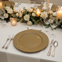 Assiettes de présentation de luxe en PP de 13 pouces, dorées, à motif personnalisé, durables et réutilisables pour mariages, anniversaires, fêtes nuptiales et événements
