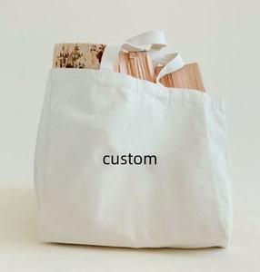 Nueva bolsa de compras de algodón impresa en color blanco sólido, con logotipo personalizado de estilo minimalista. - Product Image 3
