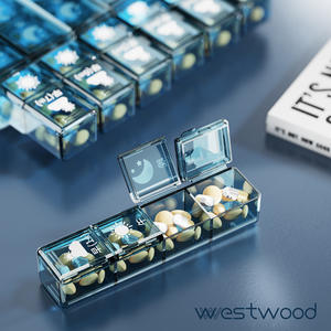 <span class=keywords><strong>Pilulier</strong></span> en plastique PP étanche à l'humidité de grande capacité 21/28 grille <span class=keywords><strong>matin</strong></span> milieu de <span class=keywords><strong>soir</strong></span>ée semaine sept scellé - Product Image 4