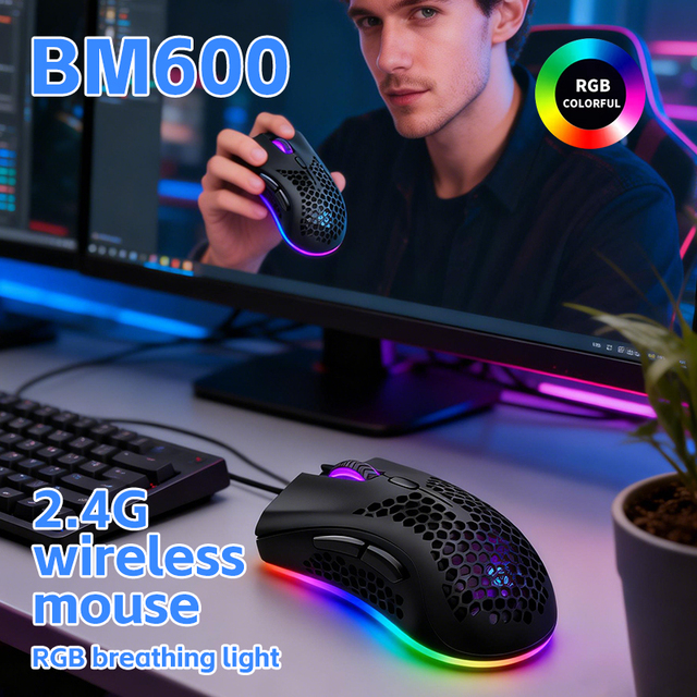 Cross-border Trade Dual-mode 2.4G USB Optical Wireless Gaming Mouse 3D Ergonomic Programmable 6-button RGB Lighting