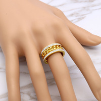 Bague en diamant européenne et américaine, en acier inoxydable plaqué or, bague en corde double zircon pour hommes et femmes