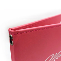 Porte-menu en cuir rose PU de luxe avec bande élastique pour restaurant