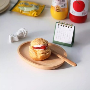 Assiette à gâteau ronde en bois classique moderne personnalisée pour pâtisserie - Product Image 3