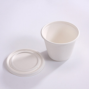 Vasos desechables biodegradables de pulpa de caña de azúcar con tapas de 50 ml, redondos, para salsa, condimentos, para fiestas. - Product Image 2