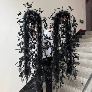 Boa en plumes de dinde marabout naturelles de 2 m sur mesure avec plumes de <span class=keywords><strong>coq</strong></span> pour costume de cosplay, fête de carnaval, défilé de mode, décoration - Product Image 1