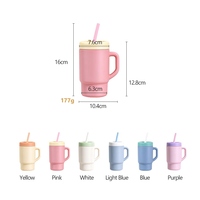 Gobelet réutilisable en silicone avec poignée et couvercle à paille, qualité alimentaire, mug de voyage, compatible lave-vaisselle et micro-ondes pour la maison et le bureau