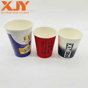 Xjy Custom Wegwerp Full-Custom Printing Afhaalmaaltijden Koude Dranken Verpakking Koffie Papier Beker Met Plastic Deksels En Logo Mouw