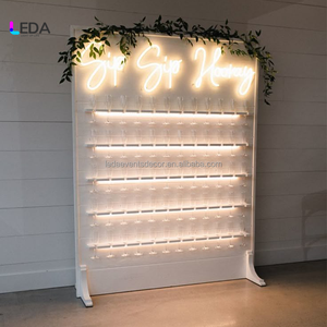 Fondo de Boda LED, Pared de PVC Negra para Exhibición de Champán, Soporte Acrílico para Exhibición de Champán, Pared de Champán Removible con Luz LED - Product Image 2