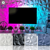 Panneaux muraux 3D en PVC blanc avec lumière LED, revêtement décoratif intérieur pour maisons, diamants