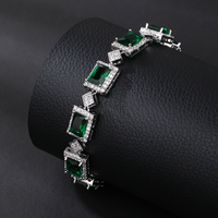 Bracelet tennis en cuivre incrusté de zircon 5A pour femme, bijoux avec pierres géométriques en CZ, accessoire de mode pour robe de soirée