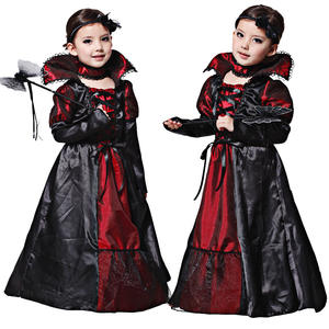Halloween Pourim Sombre Petite Sorcière Reine Princesse Cosplay Costume À Manches Longues Royal Filles Noir Dentelle Partie Médiévale <span class=keywords><strong>Vampire</strong></span> Robe - Product Image 1