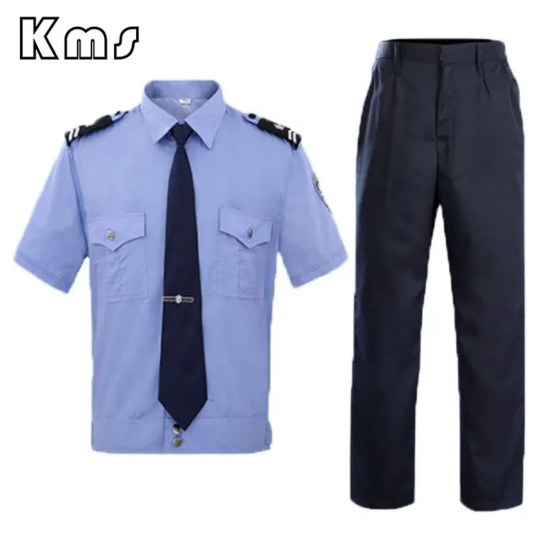 Kms Aanpassen Blauwe Nationale Patrouille Luchthaven Korte Mouwen Shirt Kleding Bewaker Veiligheidskleding Uniform Sets Te Koop