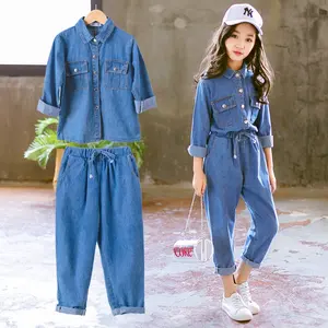 Fille Denim Costume Printemps et Automne Chaud Enfants Costume Mode Coréenne Adolescent Fille Deux Pièces Denim 2018 Nouvelle Marque