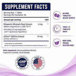 Compléments à base de racine de rhubarbe Rhapontic pour femmes adultes - Soutien à l'équilibre hormonal, soulagement naturel de la ménopause, mini-comprimés doux - Product Image 4
