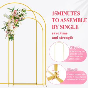 Metal Gold Folding Arch <b>Backdrop</b> <b>Stand</b> for Wedding and Party Decorations 1.2x2.2M + 0.8x1.8M 6-7ft Height - Product Image 3