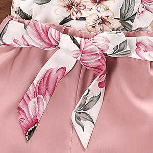 All'ingrosso abbigliamento per bambini set fiori AOP senza maniche top <span class=keywords><strong>pantaloni</strong></span> <span class=keywords><strong>corti</strong></span> con cintura per le ragazze - Product Image 5