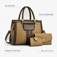 Sac à main à bandoulière pour femme avec logo personnalisé, ensemble 3 pièces en cuir PU, grande capacité, fermeture éclair, doublure en nylon, décoration à pompon