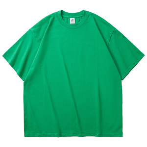 เสื้อยืดผ้าฝ้าย100% โอเวอร์ไซส์ของผู้ชายทันสมัยสำหรับฤดูร้อนของผู้ชายขายดี340กรัมสีทึบพิมพ์ลายทรงหลวมแบบเรียบง่าย