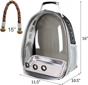 Free Sample Bird Travel Backpack Carrier <b>Cage</b> for Small to Medium Size Bird Parakeet <b>Budgies</b> Cockatiel Space Capsule Clear - Product Image 2