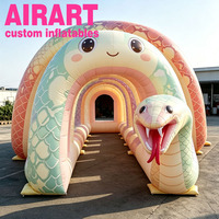 Tunnel pour animaux sur mesure, passage gonflable amusant en forme de serpent pour parc d'attractions pour enfants avec éclairage LED